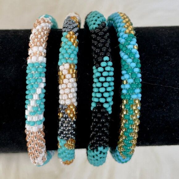 HAND CRAFTED in Nepal Beaded Bracelets (set of 4) #308 - Picture 4 of 4